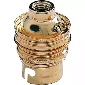 Douille B22 double bague avec passage de fil — acier laitonné — image 1