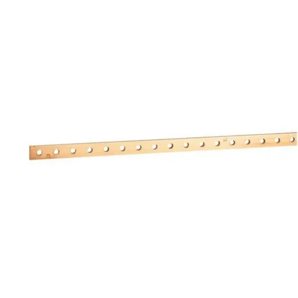 Barre cuivre plate rigide 25×5 mm — 1750 mm — 330/270 A — trous taraudés — image 1