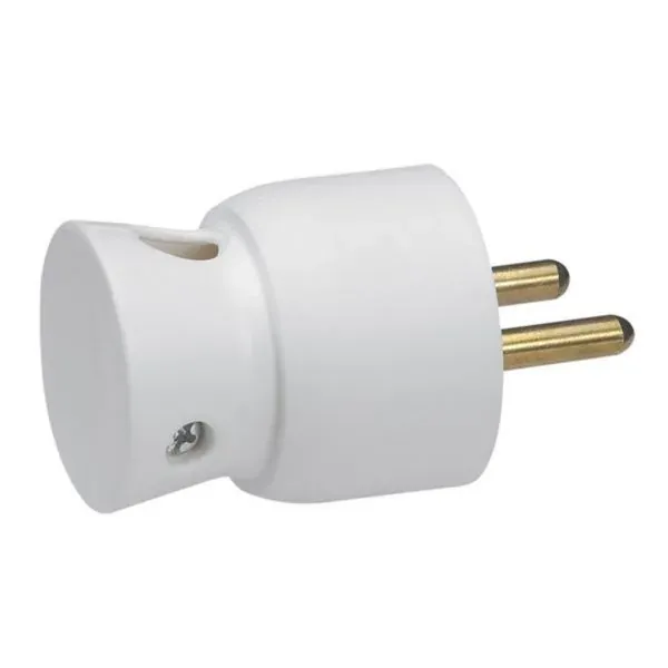 Fiche 2P+T 16 A plastique — sortie latérale — blanc — image 1