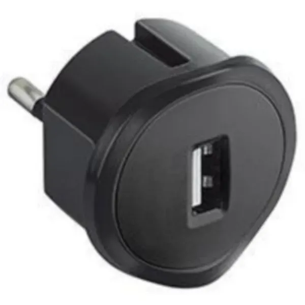 Adaptateur prise USB 5 V 1,5 A max — fiche 2P 10 A — noir — image 1