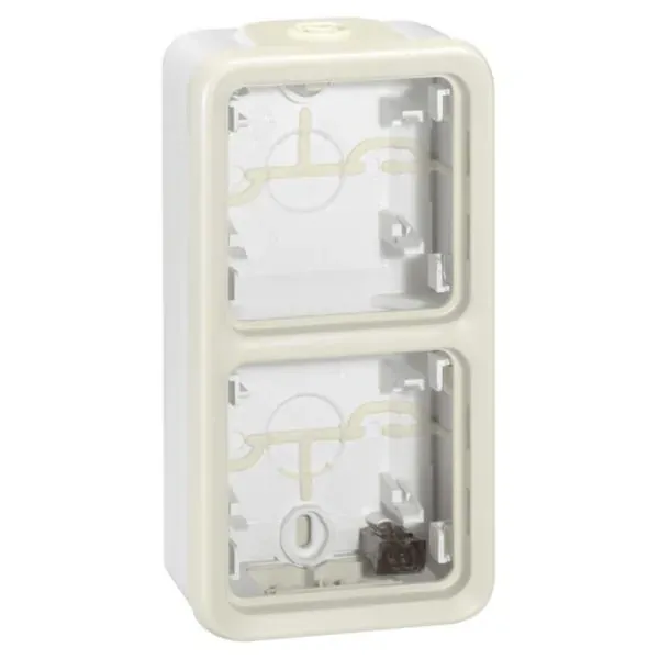 Boîtier saillie étanche 2 postes verticaux — IP55 — blanc — image 1