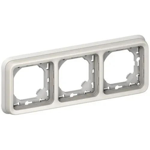 Support de plaque encastré — 3 postes — horizontal — IP55 blanc — image 1