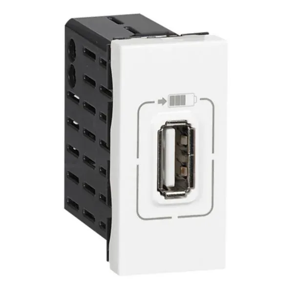 Chargeur USB-A — 1 rangée × 1 module — 5 V-1,5 A (7,5 W) — blanc — image 1