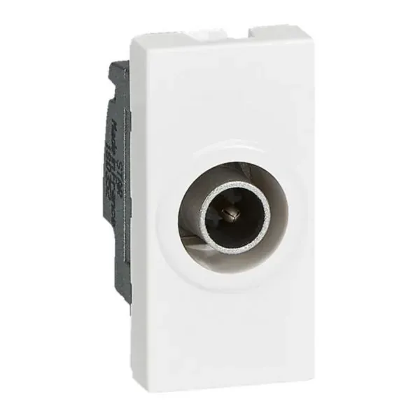 Prise TV mâle Ø9,52 mm — 1 rangée × 1 module — blanc — image 1