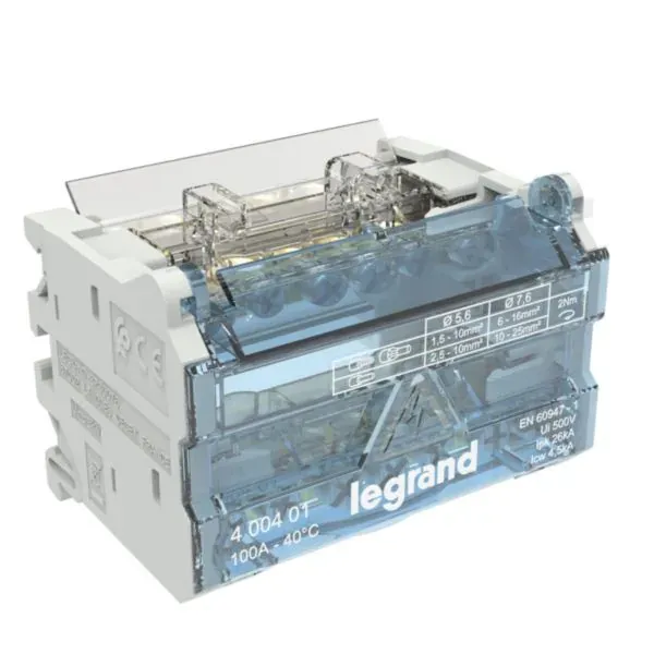 Répartiteur modulaire 2P 100 A — 1 rangée × 4 modules — 6 départs — image 1