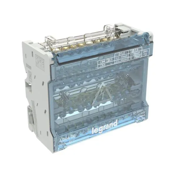 Répartiteur modulaire à barreaux étagés Legrand 4P 100 A — 10 départs — 6 modules — image 1