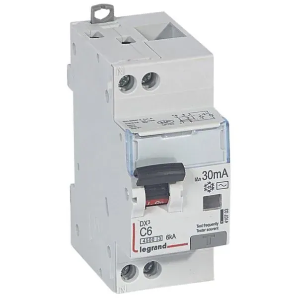 DX³ 4500 — Disjoncteur différentiel 1P+N 6 A courbe C type AC 30 mA — 6 kA — image 1