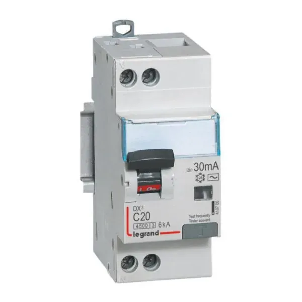 DX³ 4500 — Disjoncteur différentiel 1P+N 20A — Courbe C — Type AC 30mA — 1 rangée × 2 modules — image 1