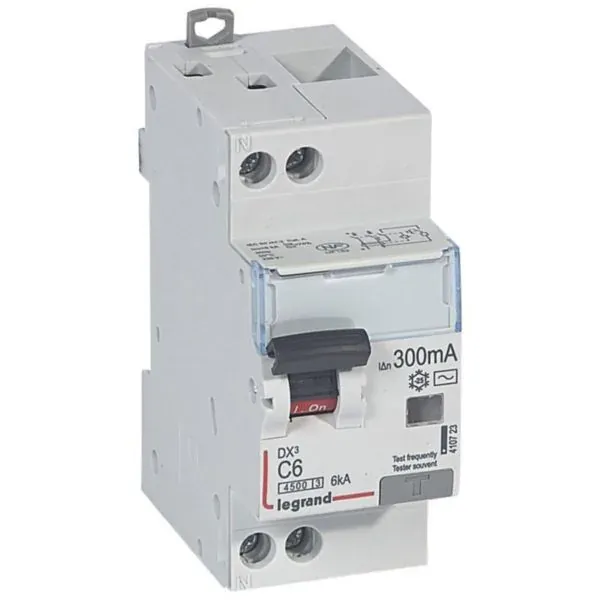 DX³ 4500 — Disjoncteur différentiel 1P+N 6 A courbe C type AC — 300 mA — 6 kA — image 1