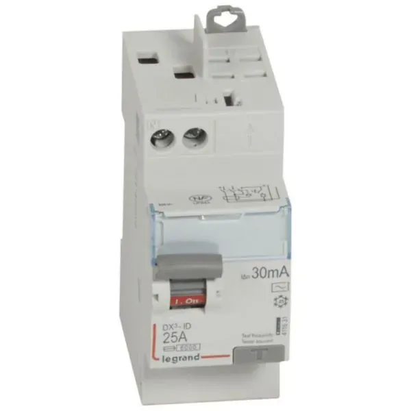 DX³‑ID — Interrupteur différentiel 2P 25A type AC 30mA — 2 modules — image 1