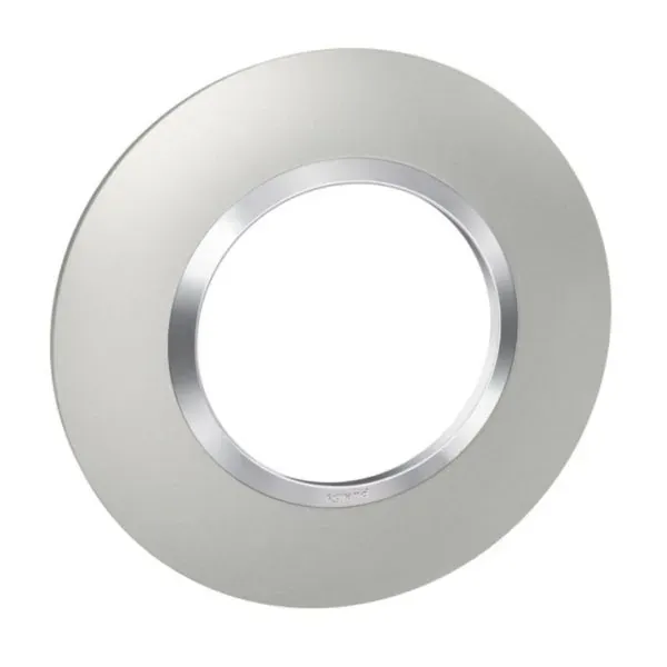 Plaque de finition ronde — 1 poste — effet aluminium — image 1