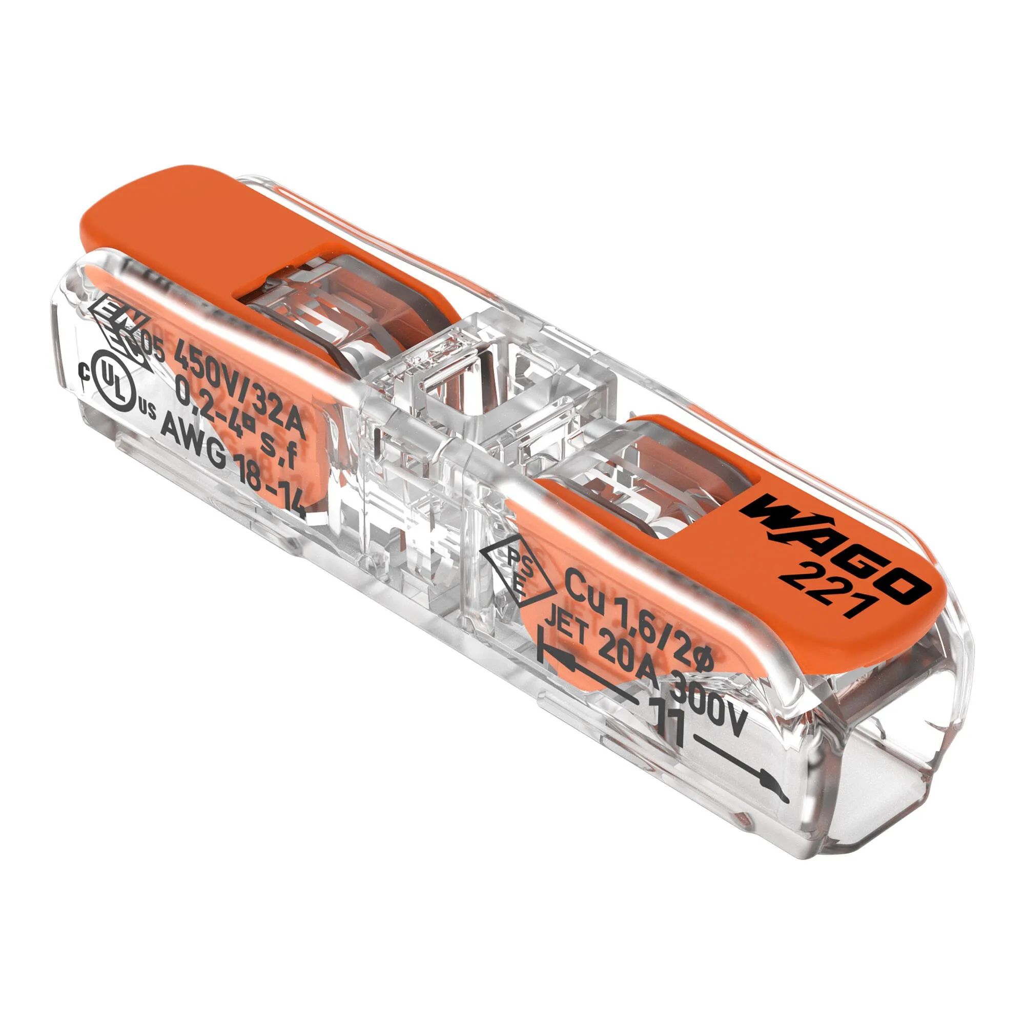 Connecteur à levier inline 2 conducteurs 0,14–4 mm² -- boîte de 60 — image 1