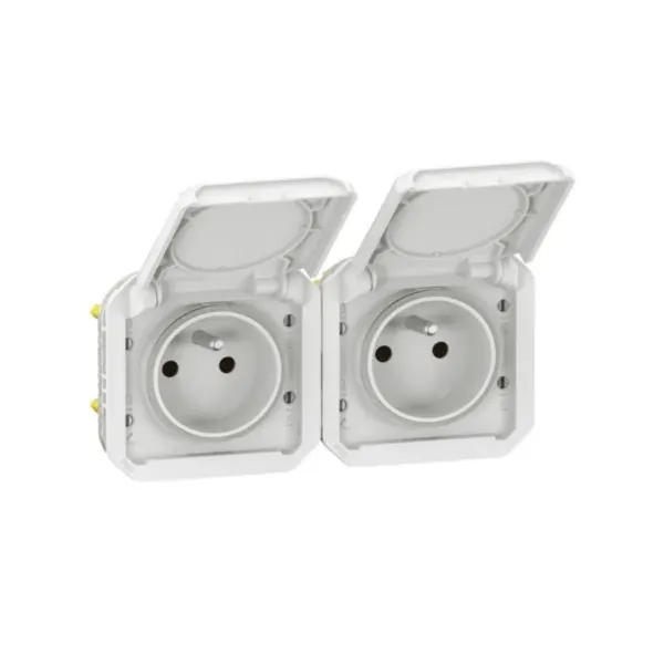 Double prise 2×2P+T — montage horizontal — 16 A 250 V — IP55 — image 1
