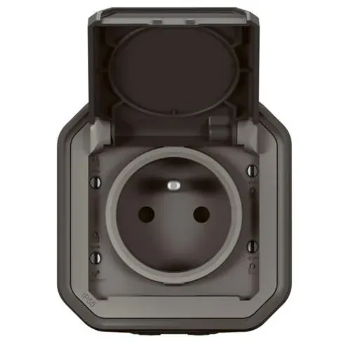 Prise 2P+T 16 A — IP55 IK08 — saillie anthracite — image 1