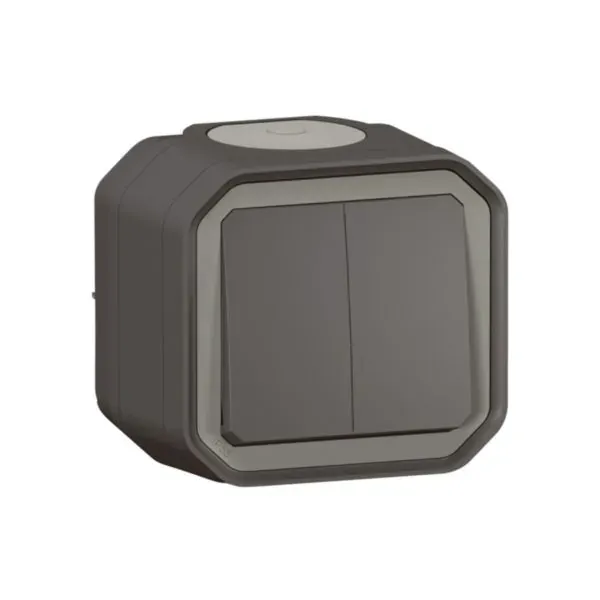 Double va-et-vient Plexo — 2 × 10 A — saillie — IP55/IK08 — anthracite — image 1
