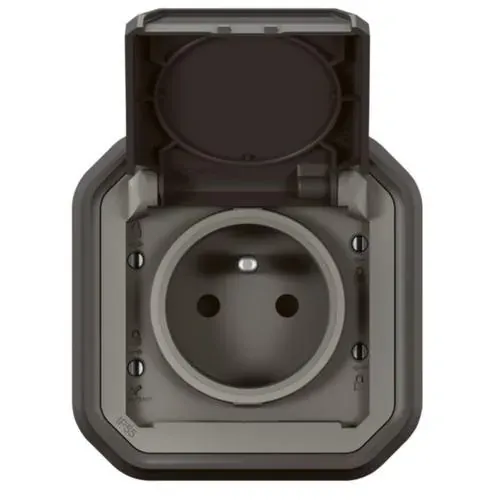 Prise 2P+T 16 A encastrée — IP55 IK08 — anthracite — image 1