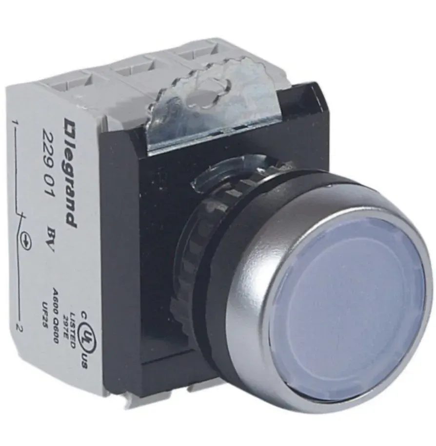 Bouton poussoir lumineux affleurant IP69 — 12–24 V AC/DC — blanc — Ø22 — image 1