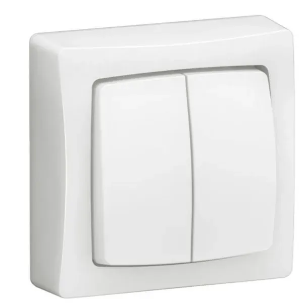 Interrupteur double configurable en saillie Oteo — blanc — image 1