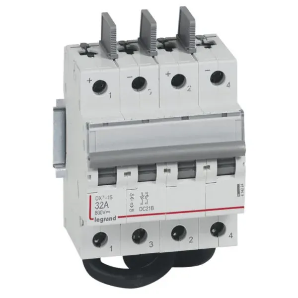 Interrupteur-sectionneur 2P 32 A — 800 V DC — 1 rangée × 4 modules — image 1