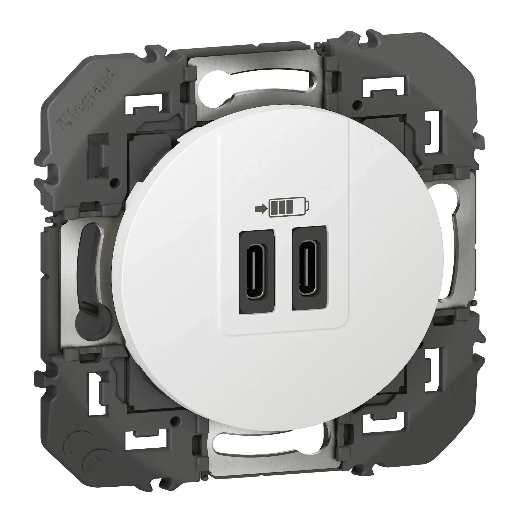 Prise double USB type-C Dooxie — 3A 15W — blanc — image 1