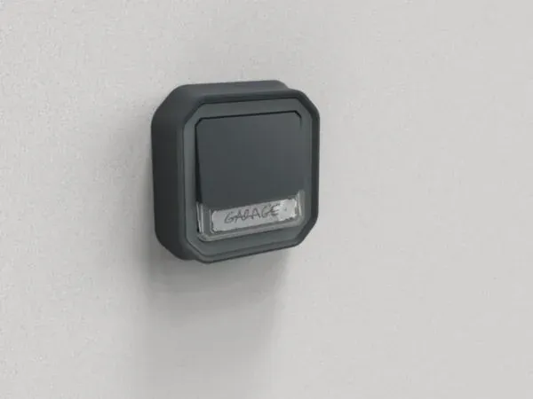 Poussoir NO/NF lumineux porte‑étiquette encastré IP55 IK08 — anthracite — image 1