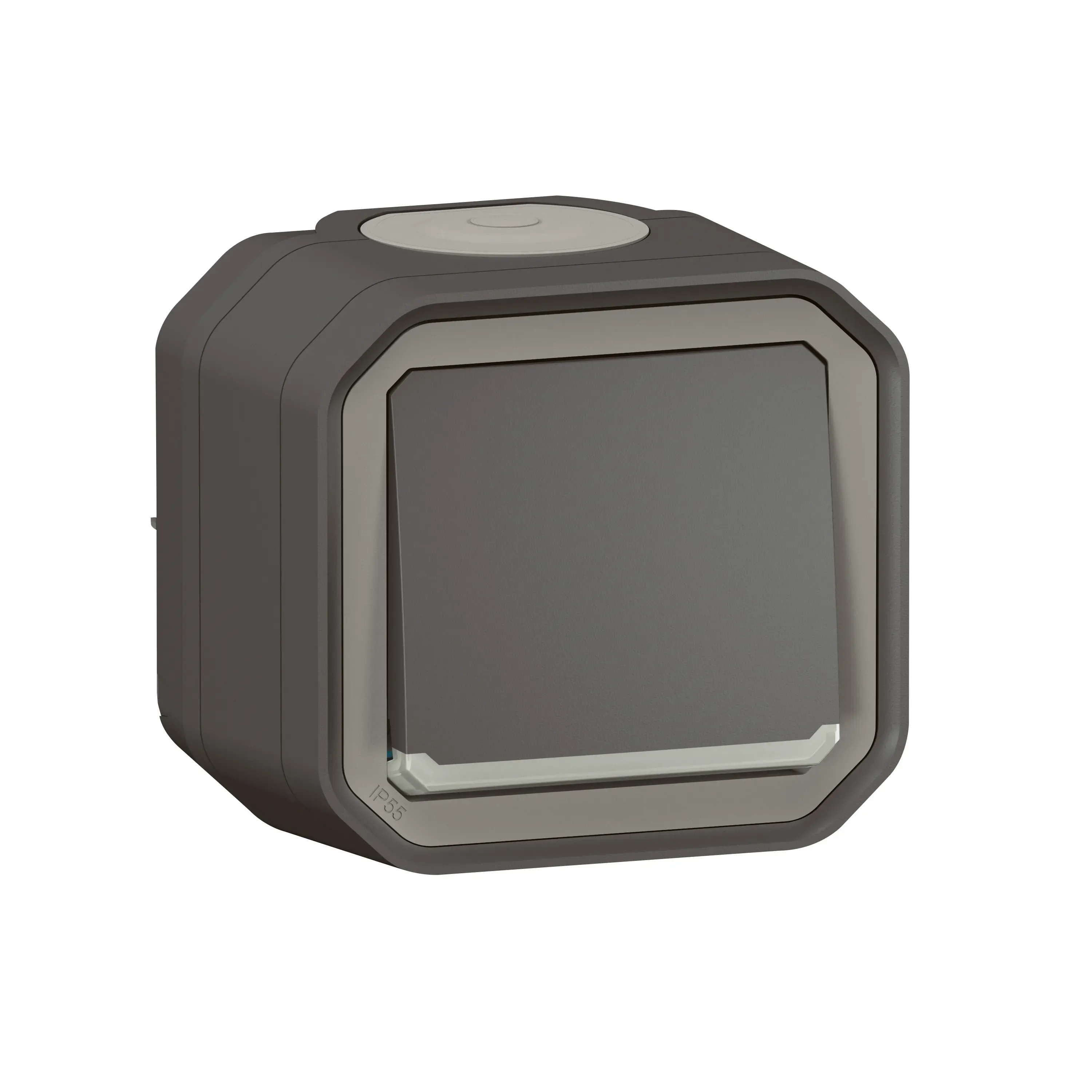Interrupteur ou va-et-vient lumineux saillie — 10AX 250V — IP55 IK08 — anthracite — image 1