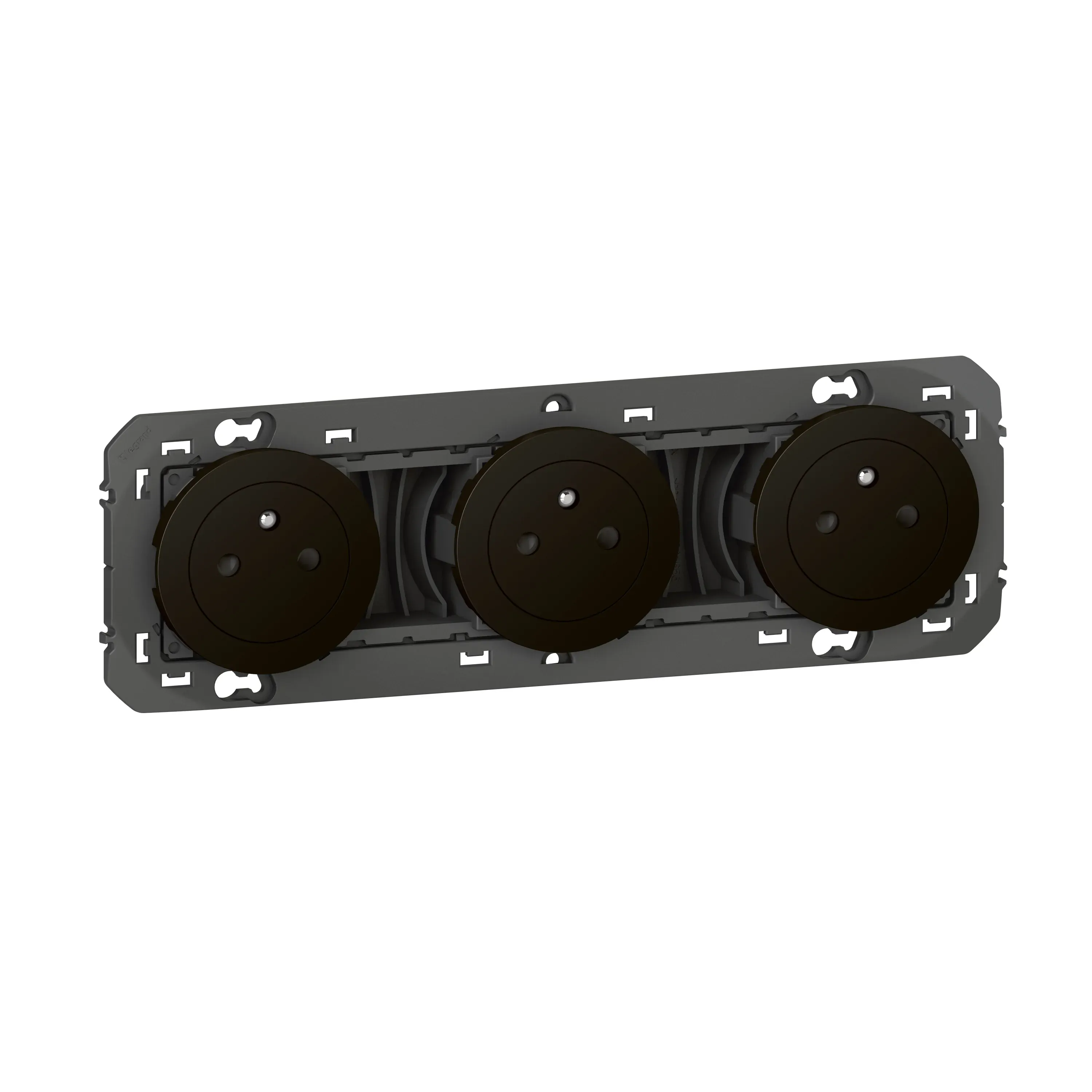 Prise triple 2P+T Surface Dooxie — 16A — noir mat — image 1