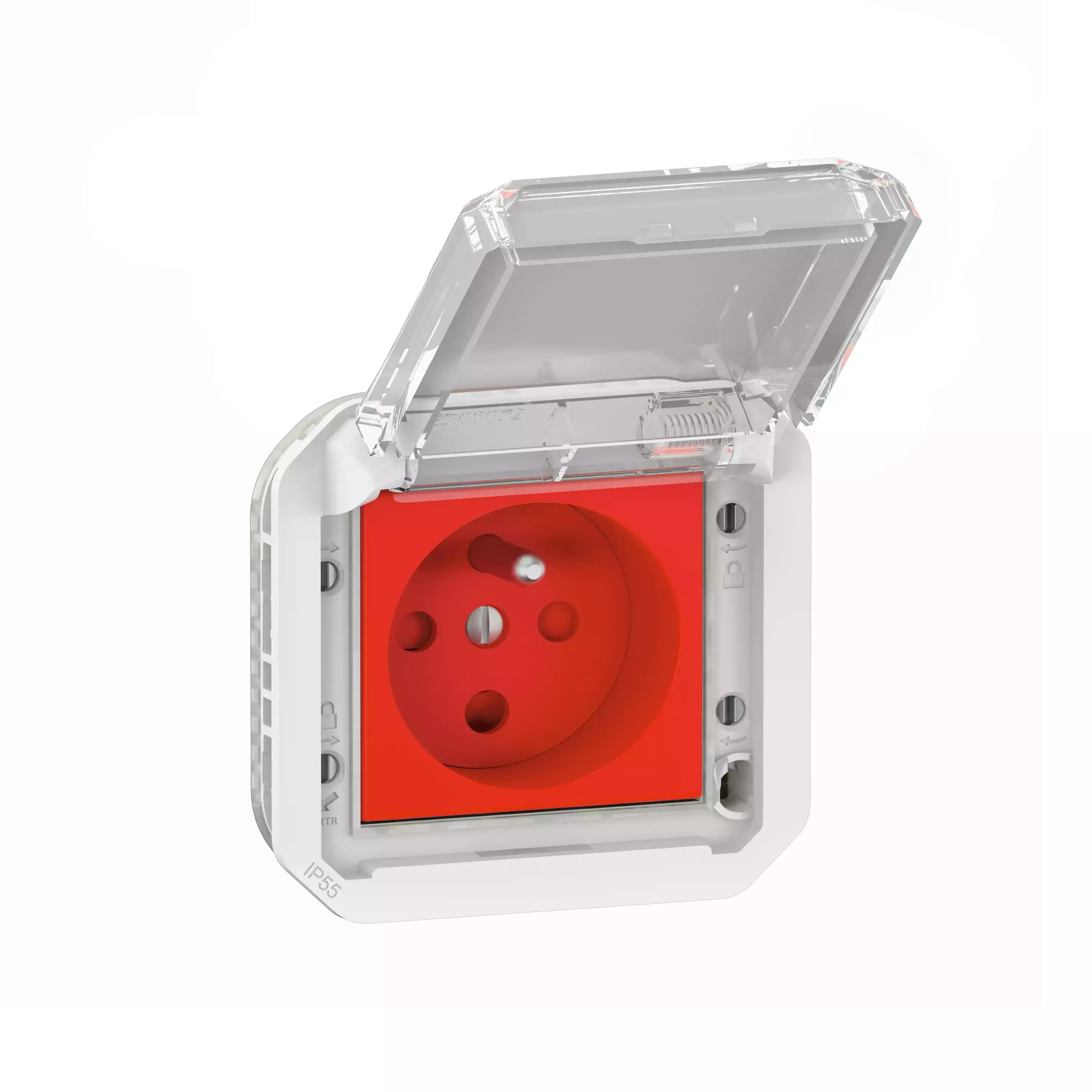 Prise de courant 2P+T 16A 250V — détrompage — IP55 IK08 — gris — image 1