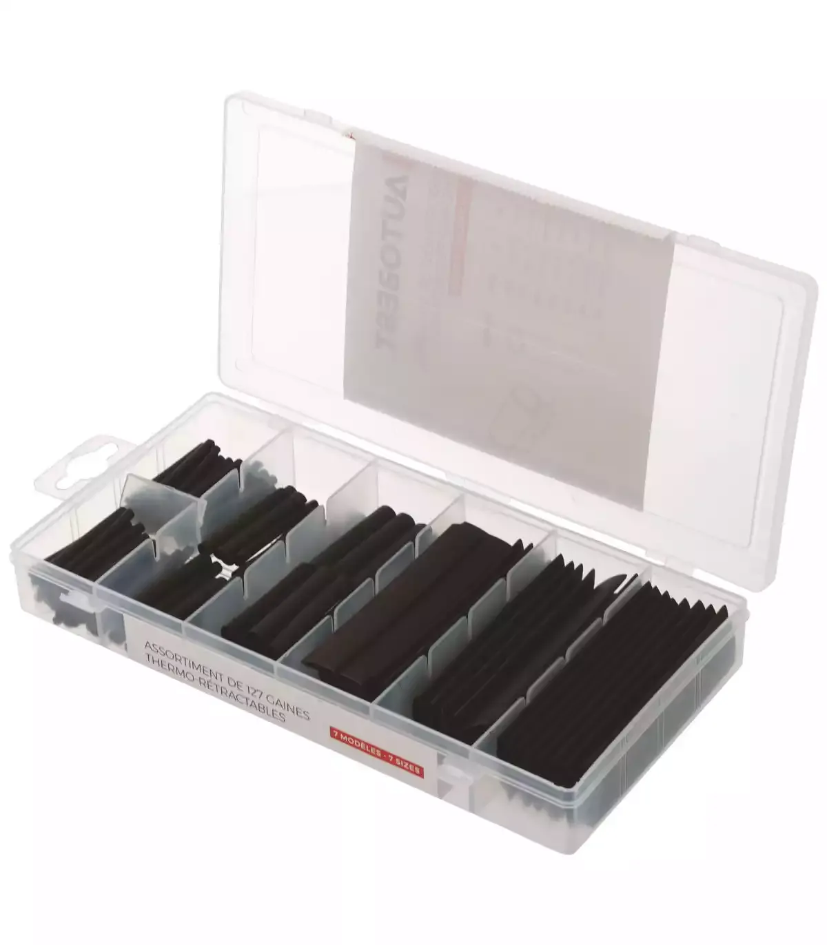 Coffret assortiment 127 gaines thermorétractables — 7 modèles — noires — image 1