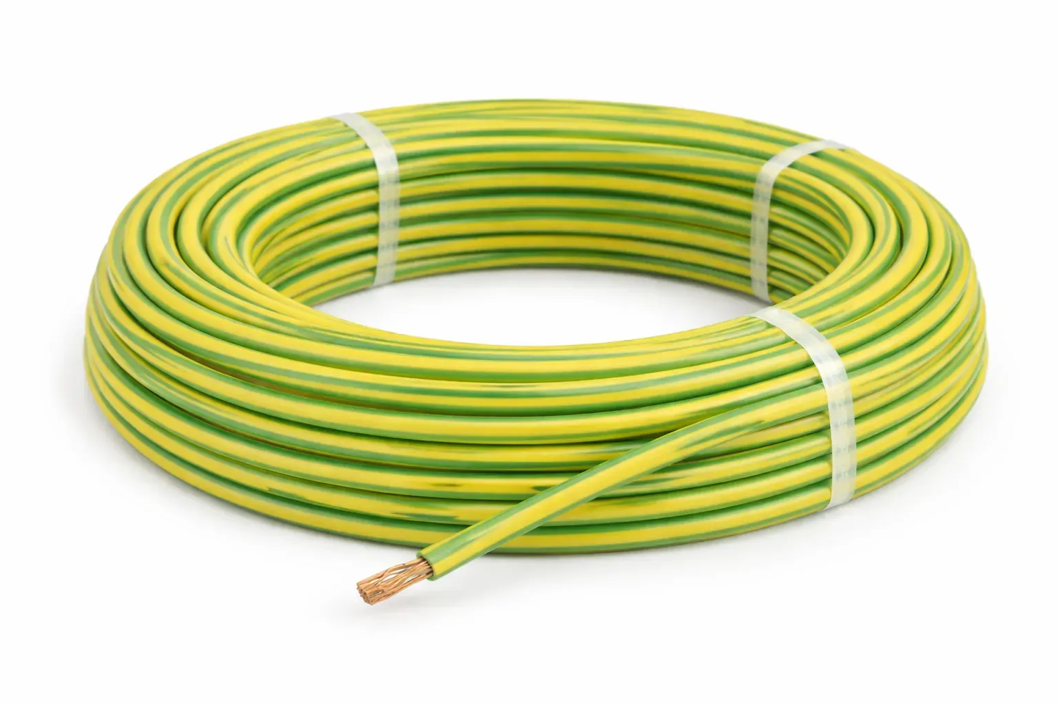 Fil H07V-K 1×1,5 mm² — vert/jaune — fil souple — couronne 100 m — image 1