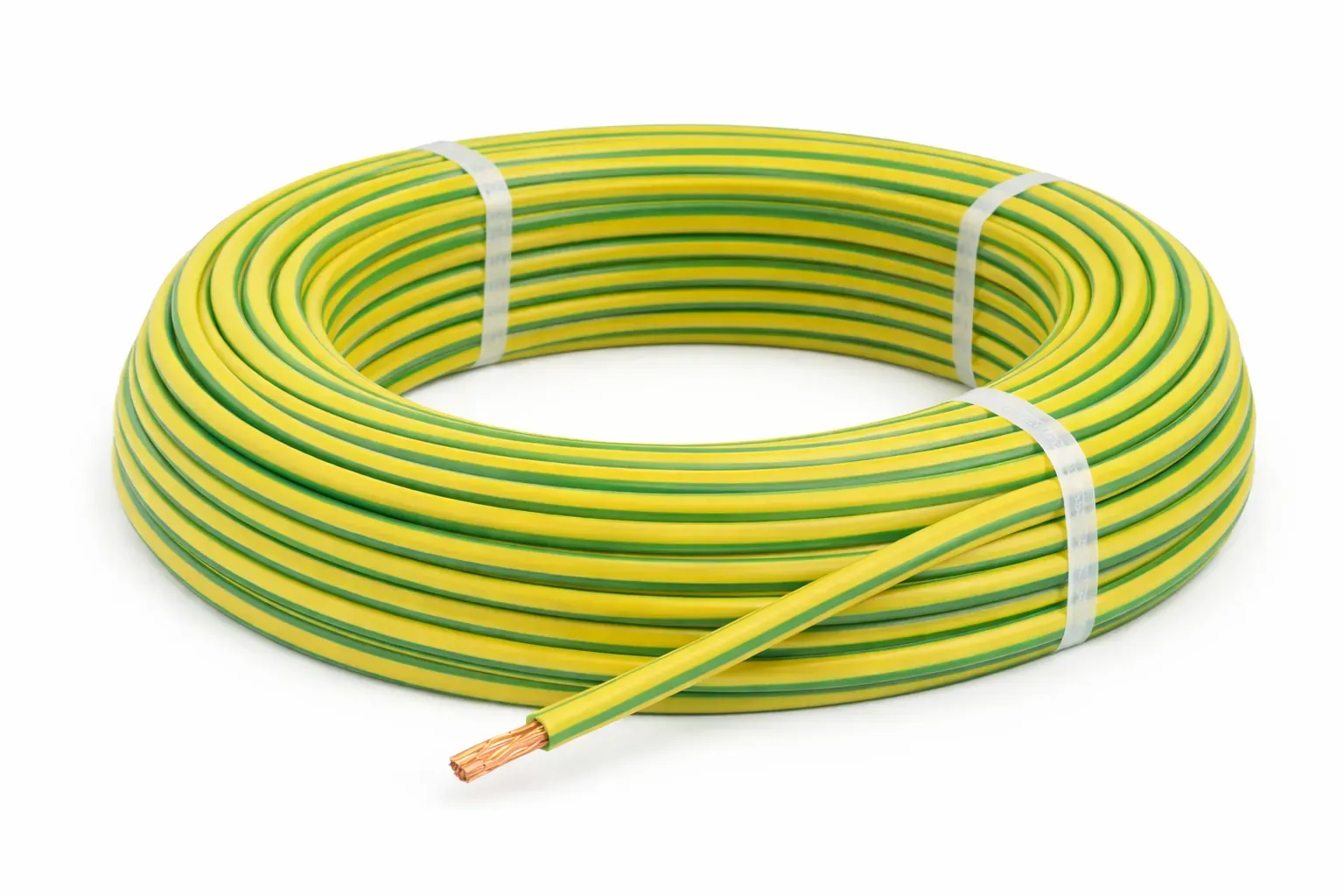 Fil H07V-K 1×4 mm² — vert/jaune — fil souple — couronne 100 m — image 1