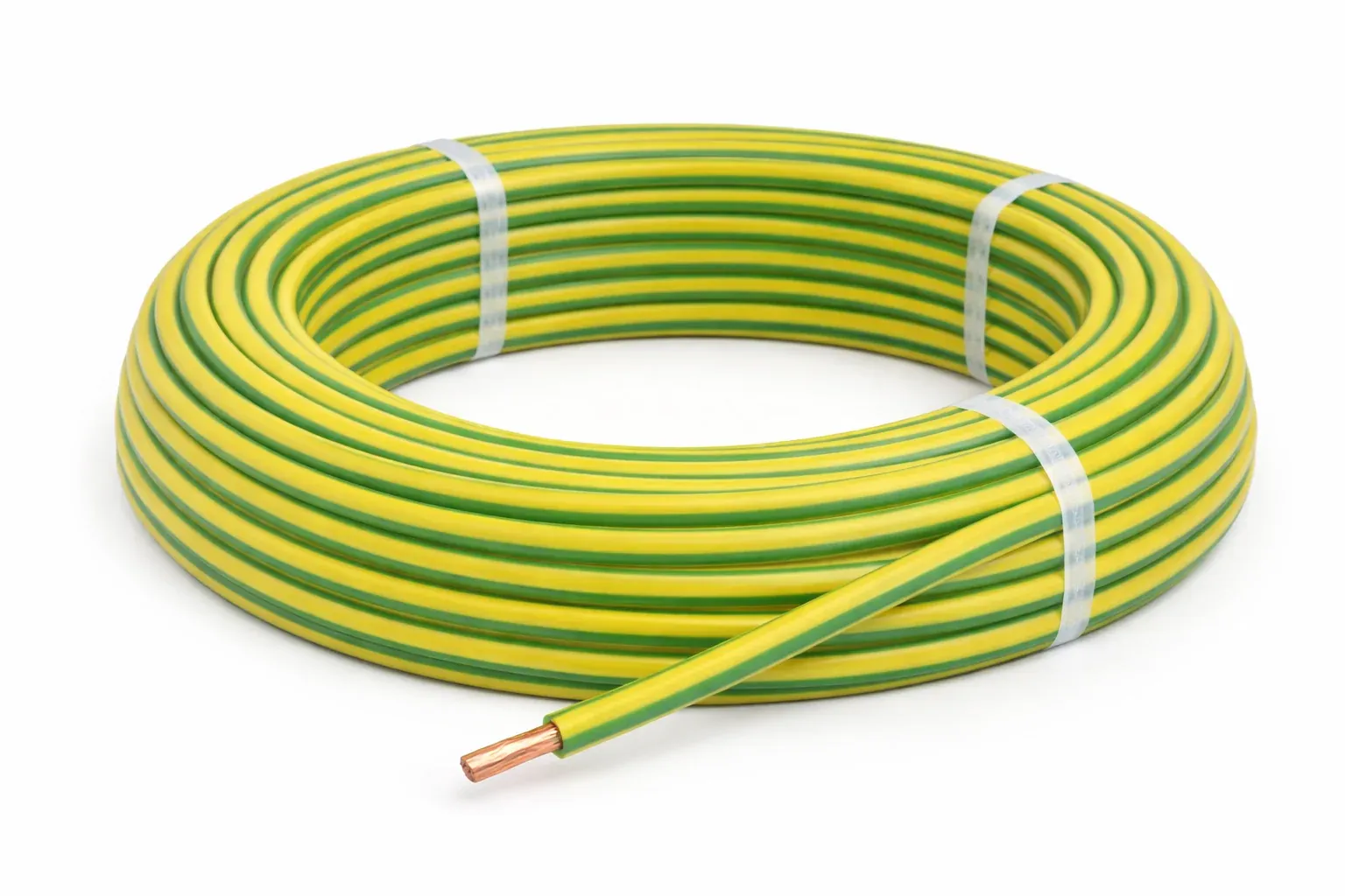 Fil rigide H07V-U 1×1,5 mm² — vert/jaune — couronne 100 m — image 1