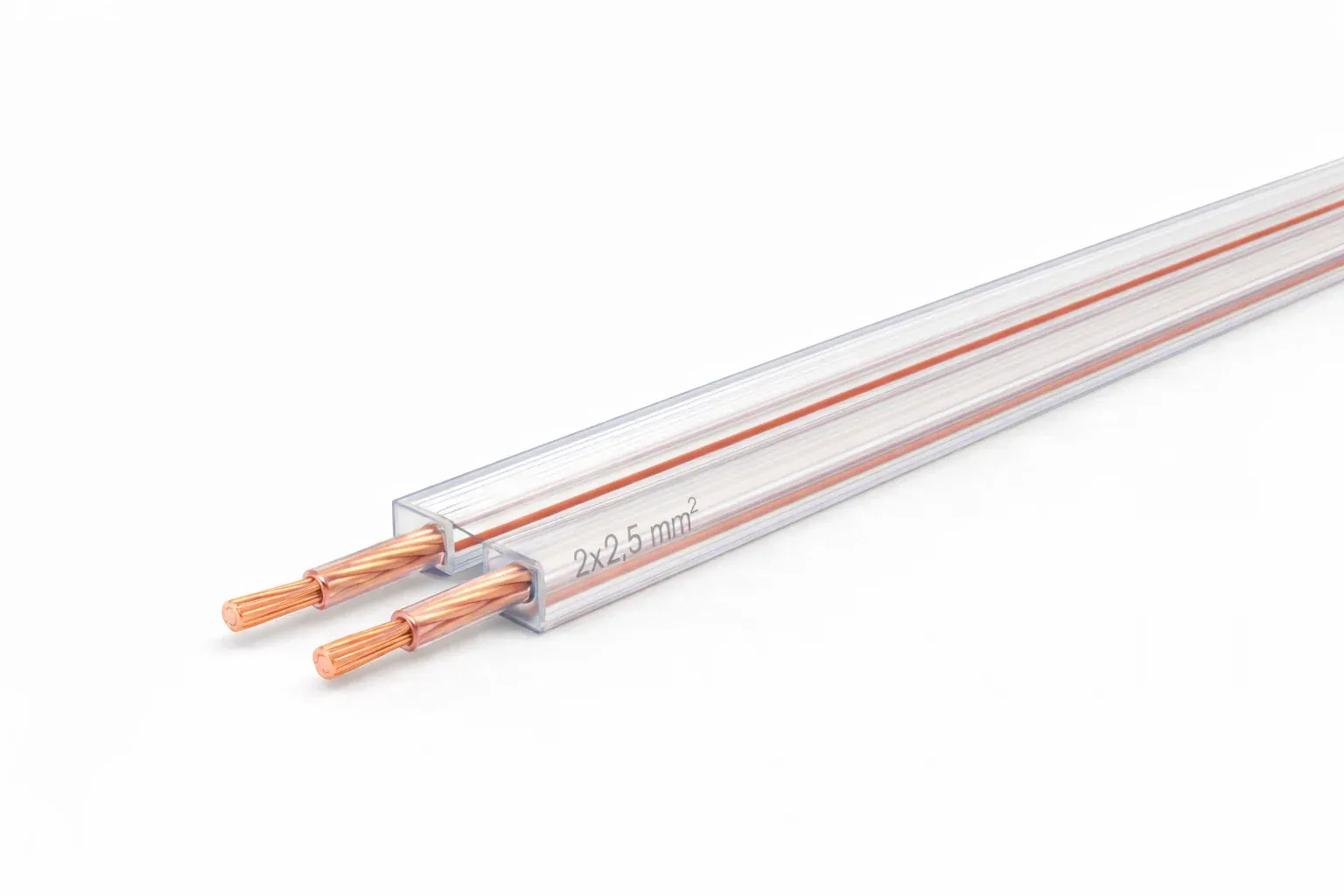 Câble haut-parleur plat 2x2,5 mm² – gaine PVC translucide – 100 m — image 1